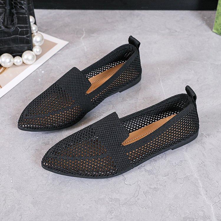 

Casual large-size mesh breathable women s shoes autumn pointed comfortable soft-soled flat-soled single shoes 43