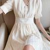 Elegant French Niche 2026 V-Neck Slimming A-Line Chiffon Dress for Women
