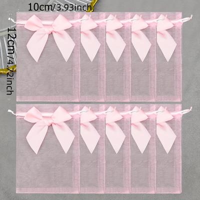 20 Pieces Sheer Organza Bags, Jewelry Bags, Candy Rose Drawstring Bags, Wedding Favor Bags - Party Favor Bags, 10cm/3.93in, 12cm/4.72in