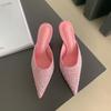 fashion Pointed Toe Women Sandals Slippers Black Pink White Shining Dress Shoes Thin High Heels 2024 New Arrivals Party Pumps Sexy Slide