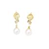 New product temperament: gold-plated diamond-encrusted calla lily flower earrings, simple and versatile, freshwater pearl small earrings, silver needl