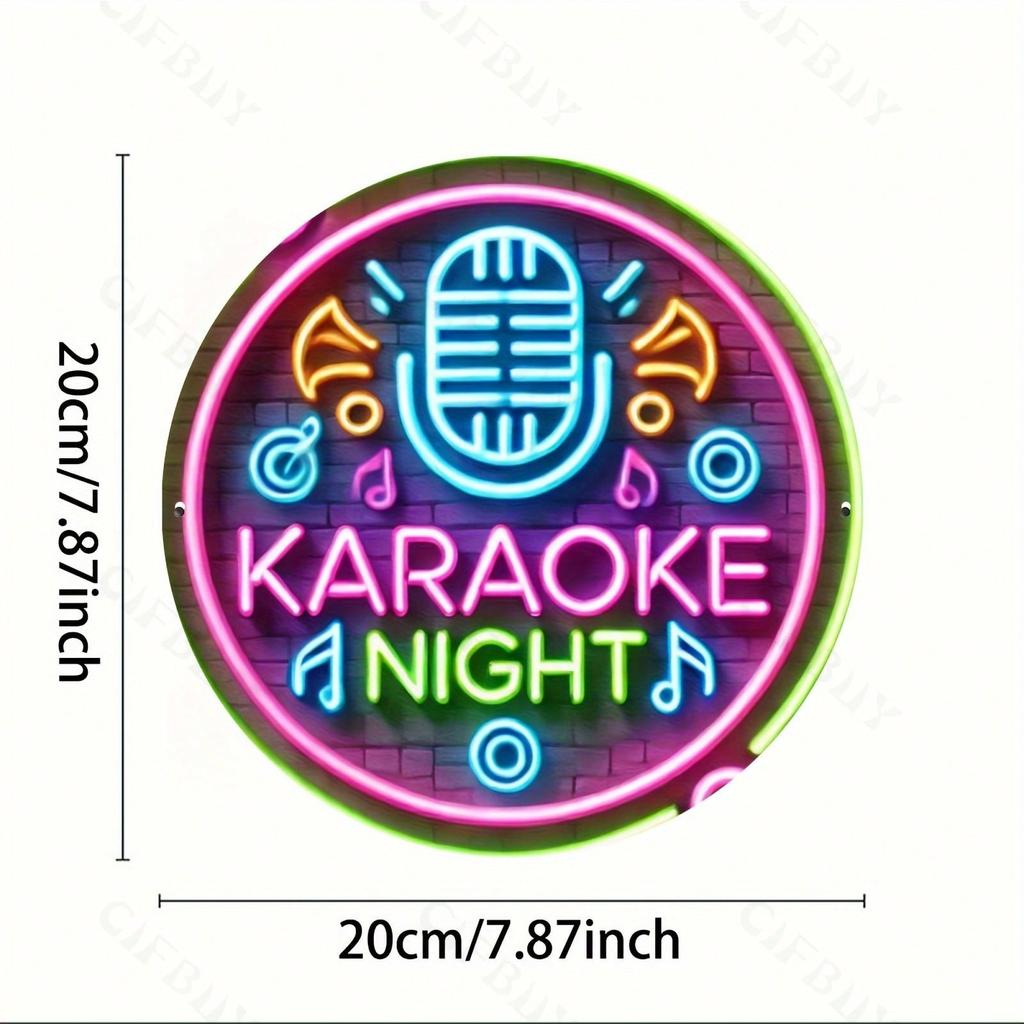 Karaoke Natt Rund Metall Väggdekor Kök Sovrum Vardagsrum Trädgård