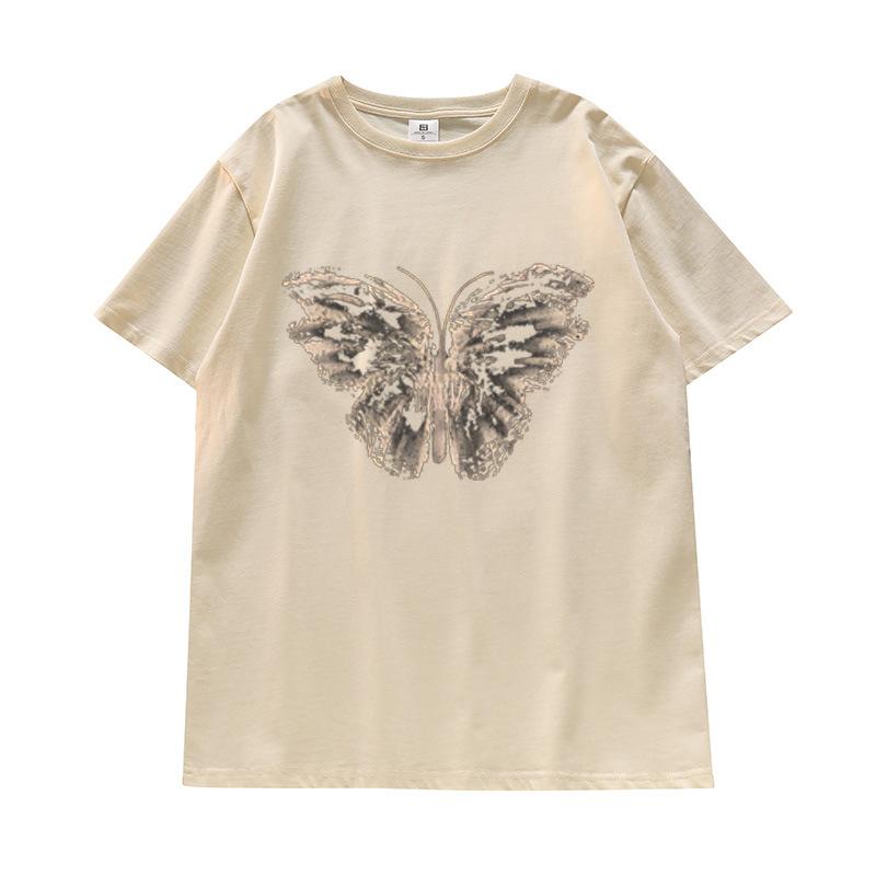 American retro t-shirt women's pure cotton short-sleeved summer new chic loose half-sleeved t-shirt chic top trendy