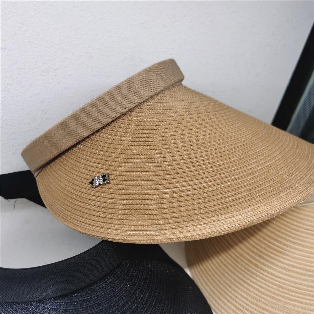 Sonnenhut aus Stroh mit breiter Krempe – atmungsaktiver, verstellbarer, elastischer Pferdeschwanz-Strandhut für Damen, perfekt für Outdoor-Aktivitäten