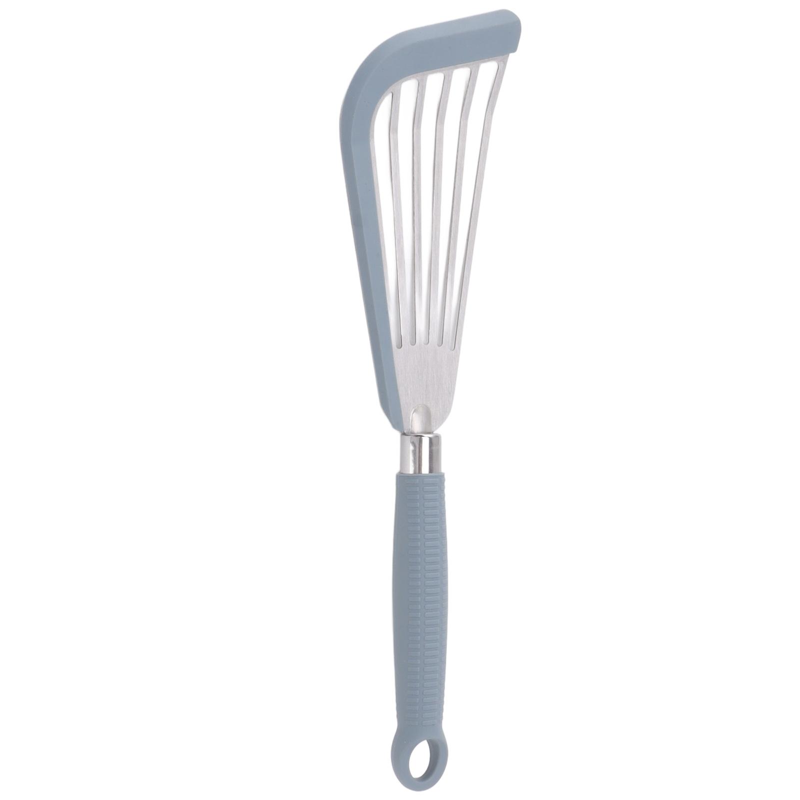 

Silicone Fish Spatula Stainless Steel Slot Nonstick Coating Spatula for Frying Beefsteak Egg Grey L серый