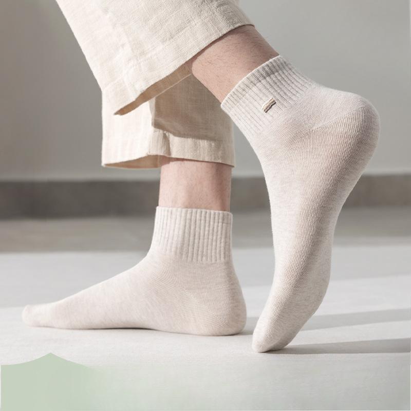 Men's Spring and Summer Thin Embroidered Cotton Deodorizing Sweaty Anti Bacterial Business Tube Socks