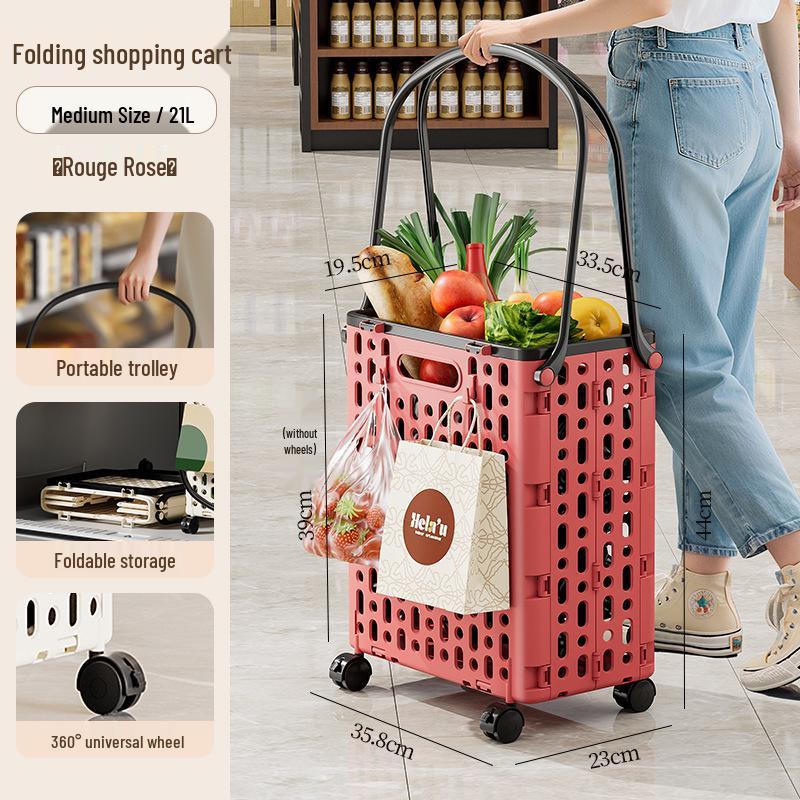 Foldable Multi-Functional Handcart: Compact Trailer for Shopping, Vegetables, and Express Pickups
