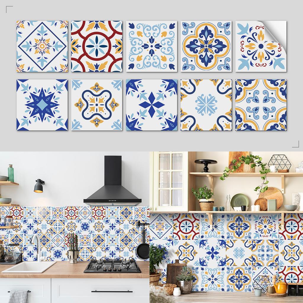Nordic Tile Art Wall Sticker Kitchen Bathroom Waterproof And Oil-Proof Wallpaper Self-Adhesive Crystal Film Tile Sticker