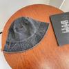 Bucket Hat Solid Color Washed Vintage Anti-UV Sunscreen Decorative Denim Unisex Women Men Cap Headwear
