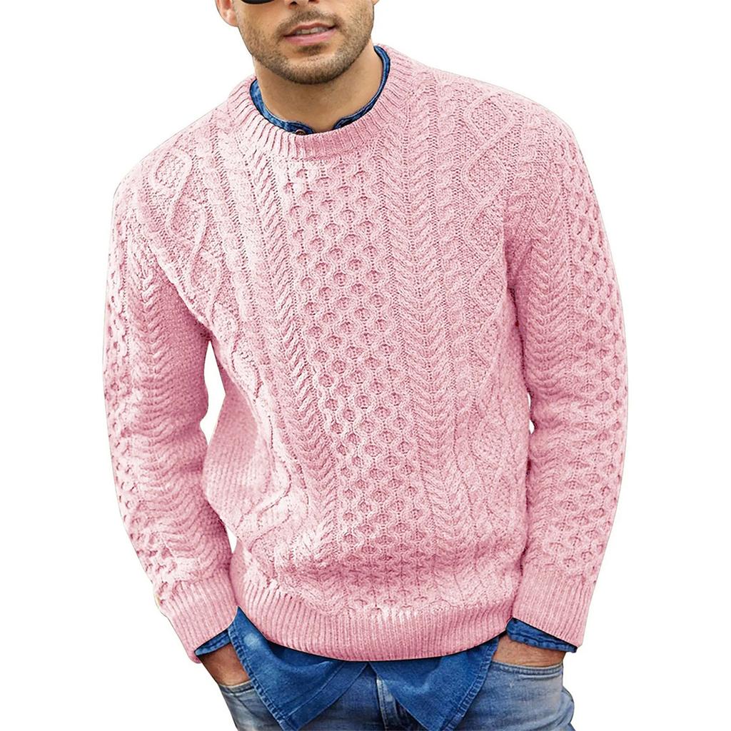 Men's Sweater Solid Fashion Round Neck Long Sleeve Knitted Top
