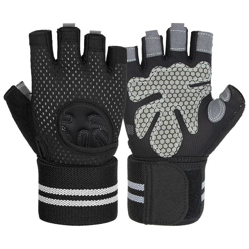 Fitness Gloves Anti Cocoon Wrist Protection Integrated Equipment Training Half Finger Iron Rolling Strength Training Sports Gloves S