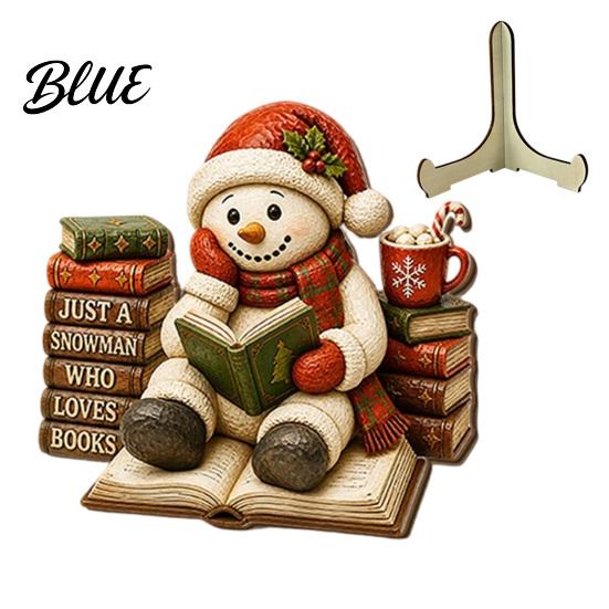 Indoor Outdoor Christmas Sign Wooden Table Sign 2D Flat Santa Claus/Snowman Reading Desktop Ornament Decorative Signage with Stand Holiday Tabletop