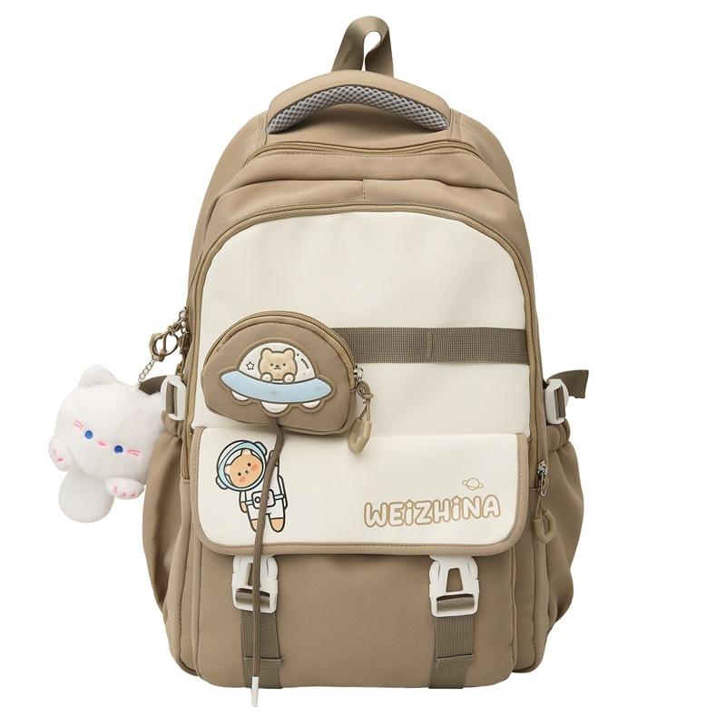Autumn and Winter New High-Value Fresh Color-Block Letter Casual Backpack for Female Primary and Secondary School Students