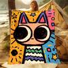 1PC Colorful Cartoon Cat Starry Background Print Adult Children Warm Blankets Home Travel Car Soft Comfortable Luxury Gifts
