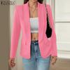 ZANZEA Women Turn Down Collar Loose Casual Long Sleeve Cardigan Blouse