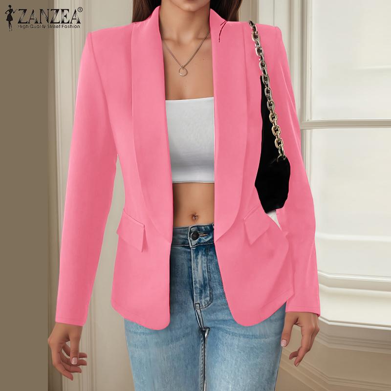 ZANZEA Women Turn Down Collar Loose Casual Long Sleeve Cardigan Blouse