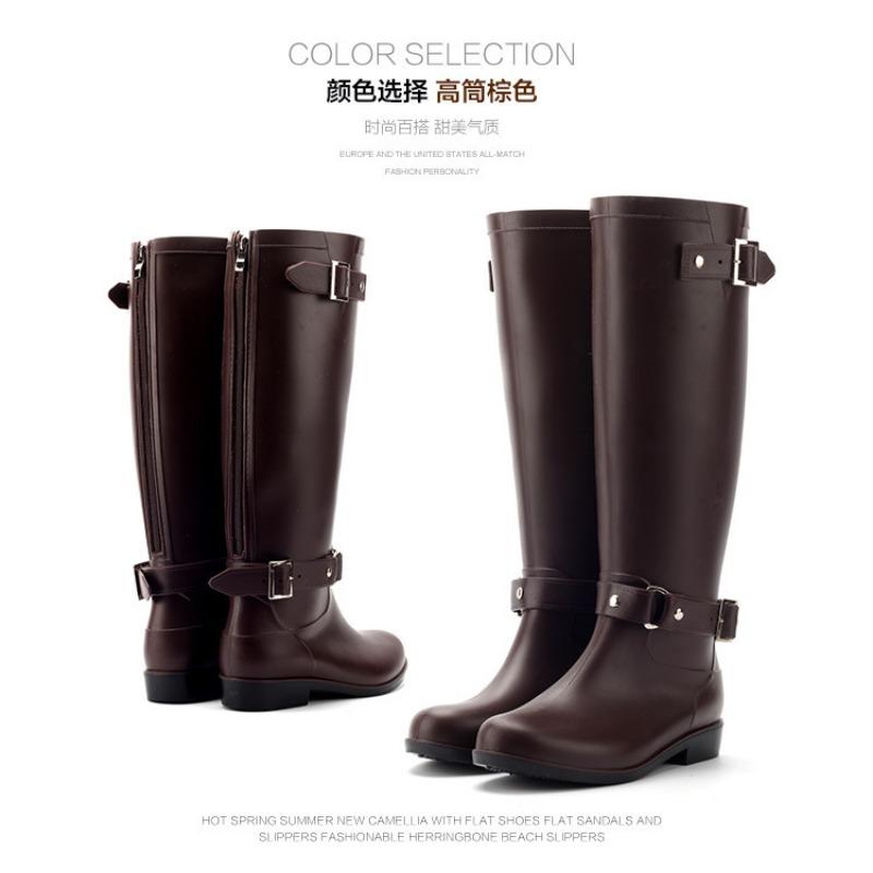 Height-increasing and thin locomotive boots women's fashion rain boots long tube water shoes waterproof and non-slip high tube rain shoes Martin boots
