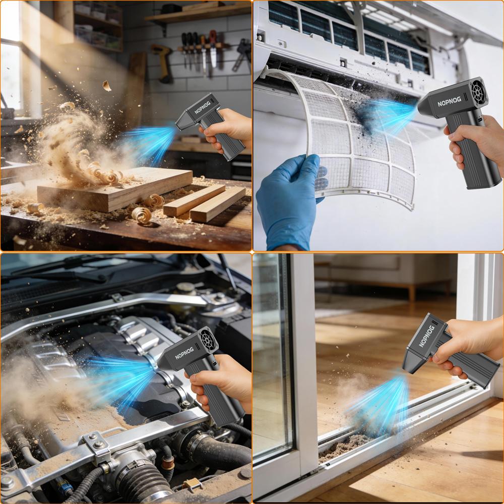 Type-C Charging Portable Car Snow Blowing and Cleaning Tool, 4-speed 130000RPM Electric Air Dust Collector, Turbine Fan Locomotive Accessories