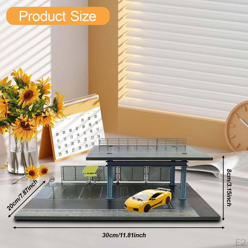 1/64 Parking Lot Diorama Miniature Scenery Model Photo Prop Collectible Gift Decorative Ornament