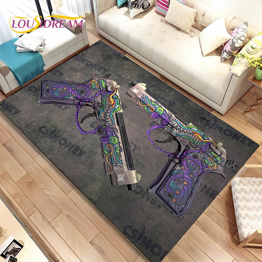 CS,USP,AK,M4,AWP,Gewehrpistolen-Patronengewehr-Bereichsteppich,Teppich für Zuhause, Wohnzimmer, Schlafzimmer, Sofa, Fußmatte, Dekor, rutschfeste Bodenmatte