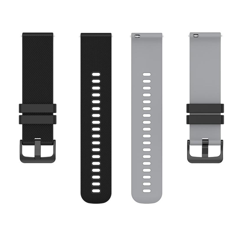 

For Garmin Vivoactive 4/Forerunner 255/Venu2 Silicone Watch Band 22mm Grid Texture Dual-color Sport Strap Replacement Black/Grey