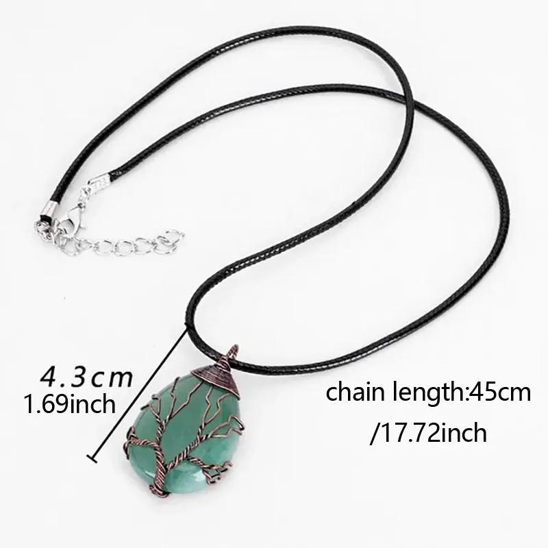 Lebensbaum 7 Chakra Naturstein Halskette Kristall Energieheilung Handgefertigte Anhänger Halskette Yoga Schmuck Vintage für Frauen