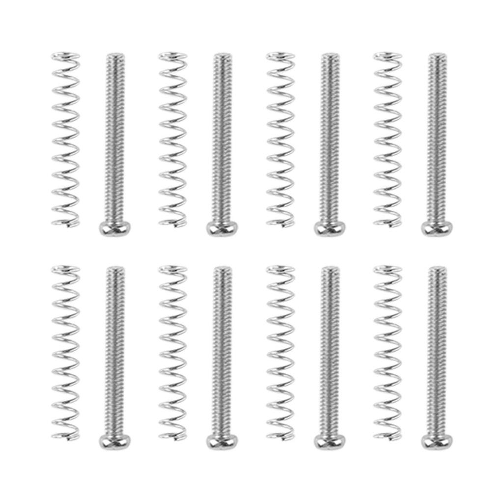 8 Set Guitar Pickup Screw Spring Iron Double Coil Pickup Frame Mounting Screws and Springs Silver