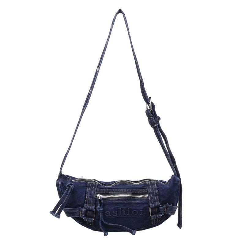 Large Capacity Commuter Tote Bag Women's Denim Shoulder Crossbody Bag
