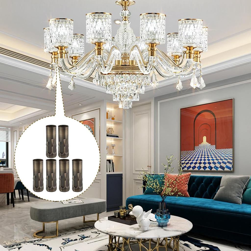 BQLZR Candle Socket Light Covers Sleeves 3 Inch Tall Chandelier Socket Covers Chandelier Base Socket for E14 Chandelier Bright Bronze Pack of 6