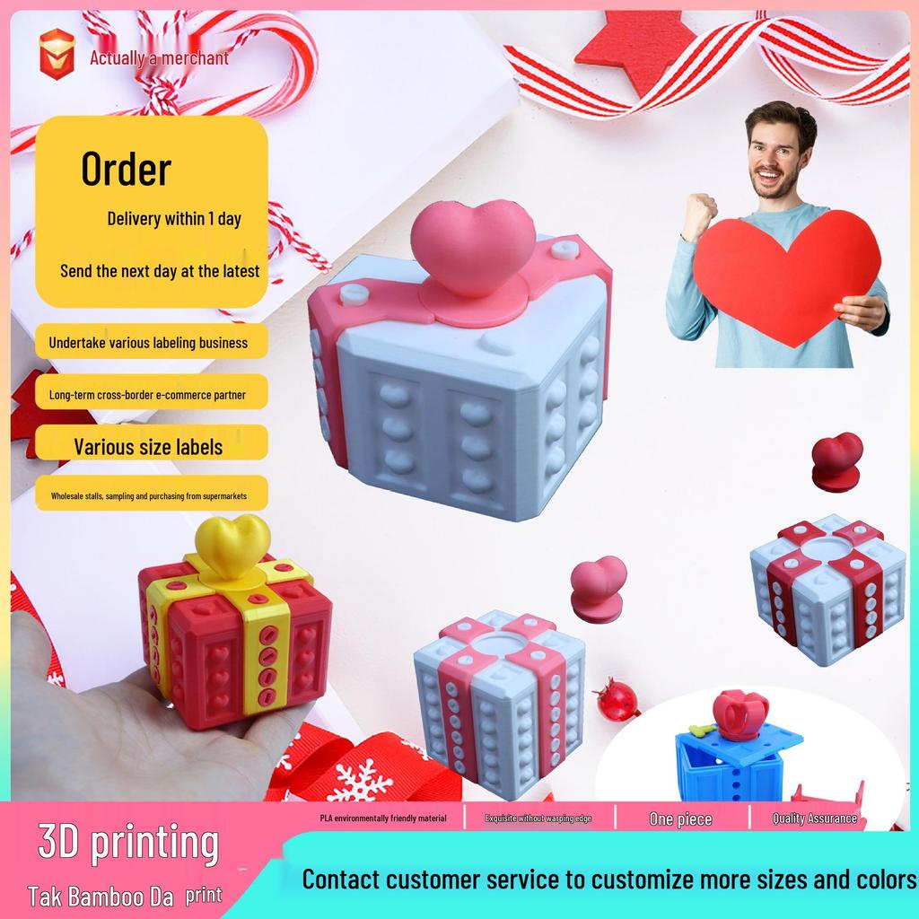 3D-gedrucktes Valentinstags-Nervgeschenk-Box-Ornament