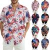 Men's Summer Casual Independence Day Print Short-Sleeve Shirt