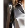 Neuankömmling: Damen-Langarm-Satinhemd im Leopardenmuster mit Color-Blocking und im Retro-Stil