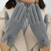 Velvet Winter Suede Gloves Soft Women Cycling Mittens Gift Pu Leather Gloves  Girls