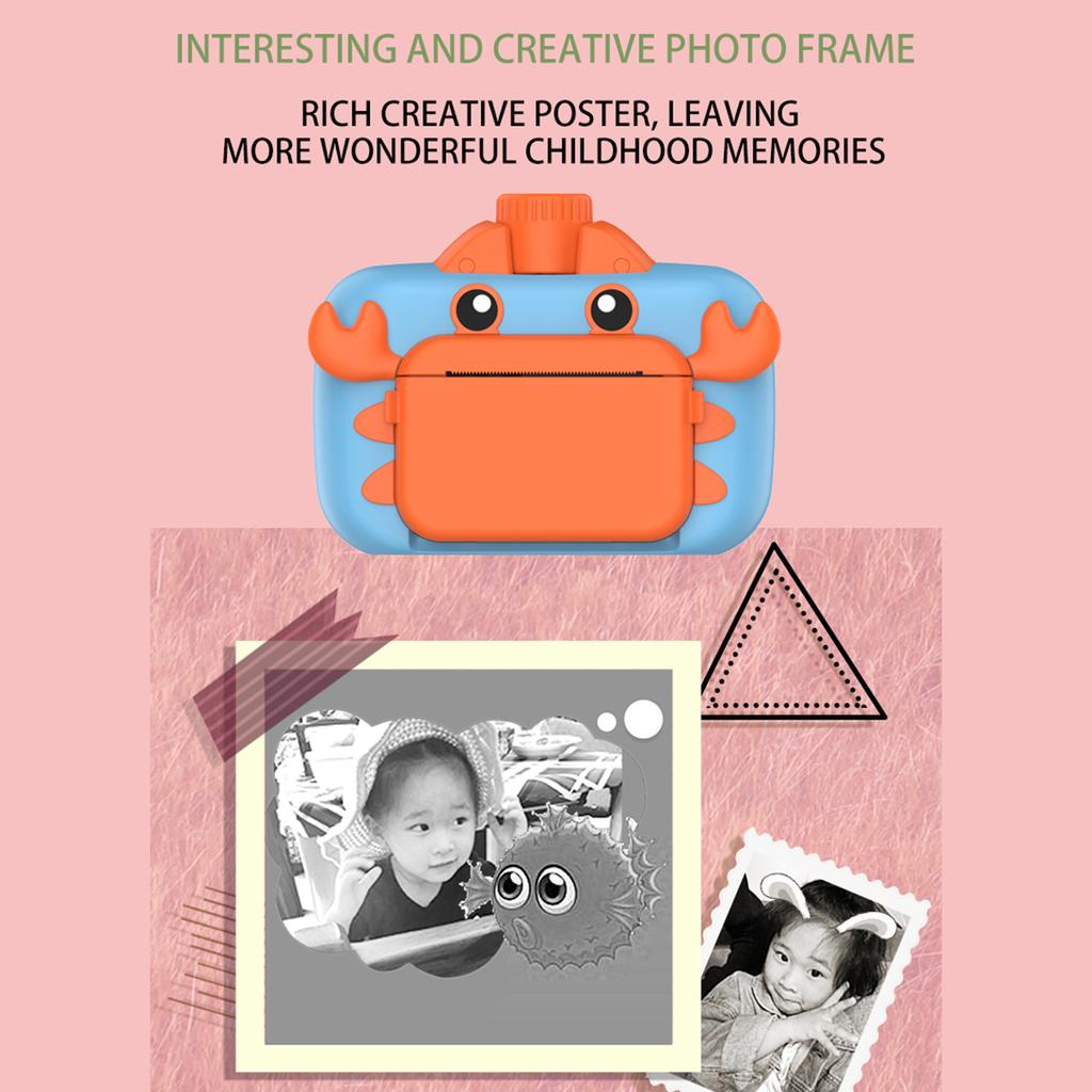 Aranyos gyerek azonnali fényképezőgép 1080P Kids digitális fényképezőgép Gyermek azonnali nyomtatási kamera 180 fokkal forgatható