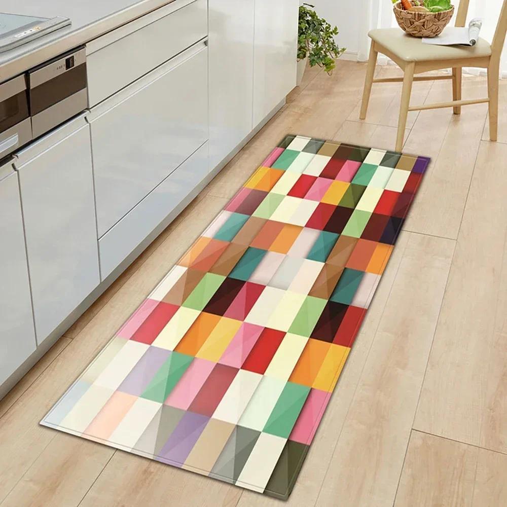 Wood Pattern Anti-Slip Kitchen Mat Absorbent Floor Rug for Bedroom Living Room Hallway Balcony Entrance Doormat