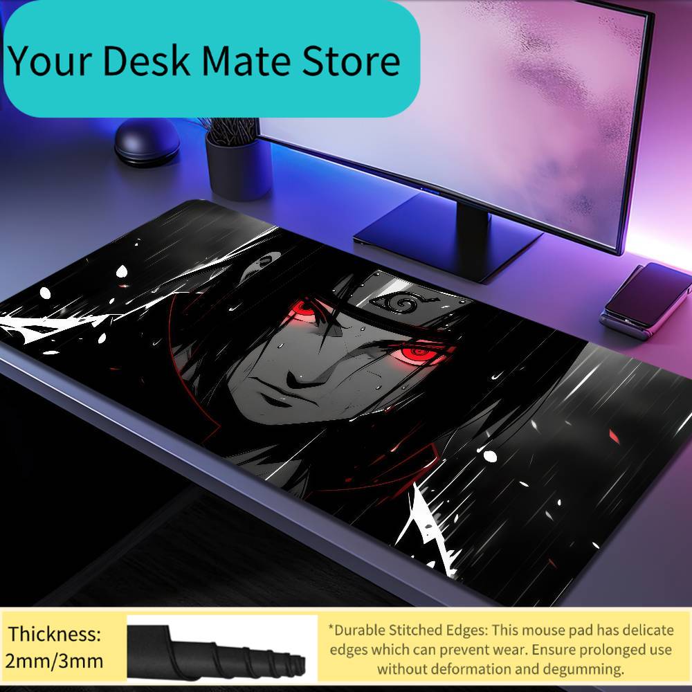 Anime NARUTO Uchiha Itachi Mousepad Large Desk Mat Keyboard Ergonomic Office Rubber PC Non-slip Anti-fray Home Custom Game