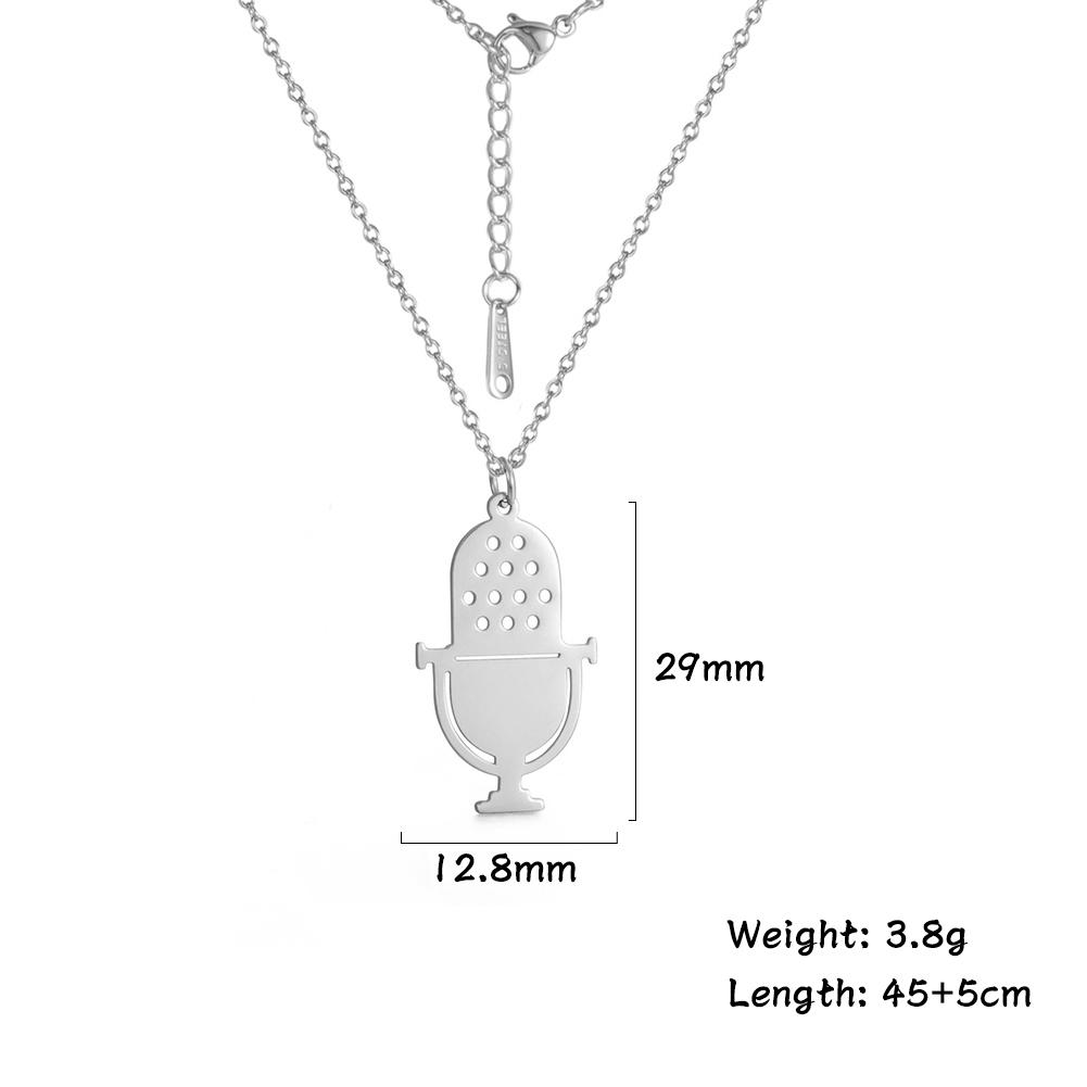 Music Guitar Pendant Necklace for Women Men Stainless Steel Gold Microphone Accordion Neck Chain Jewelry Gift