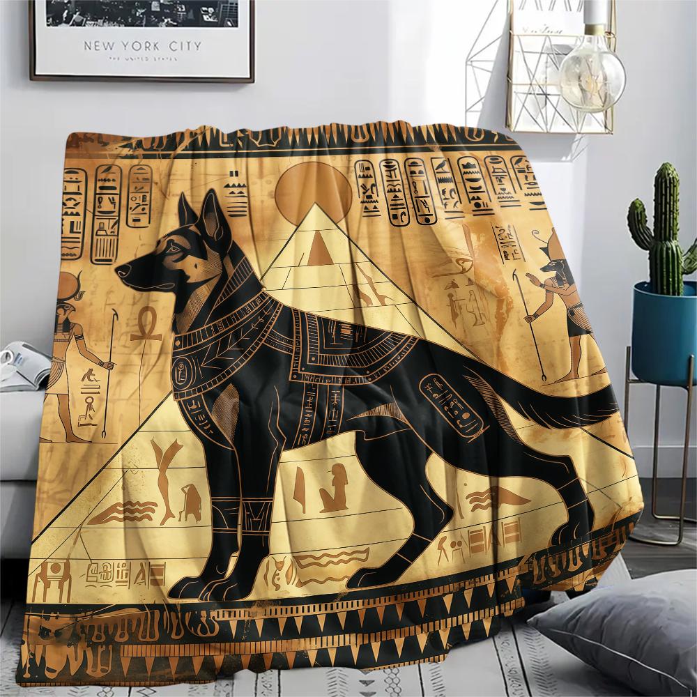 Ancient Egyptian Mural Animal Print Flannel Blanket,High Quality Comfortable for All Seasons,Home Decor,Warmth and Comfort,Perfect for Christmas Gifts