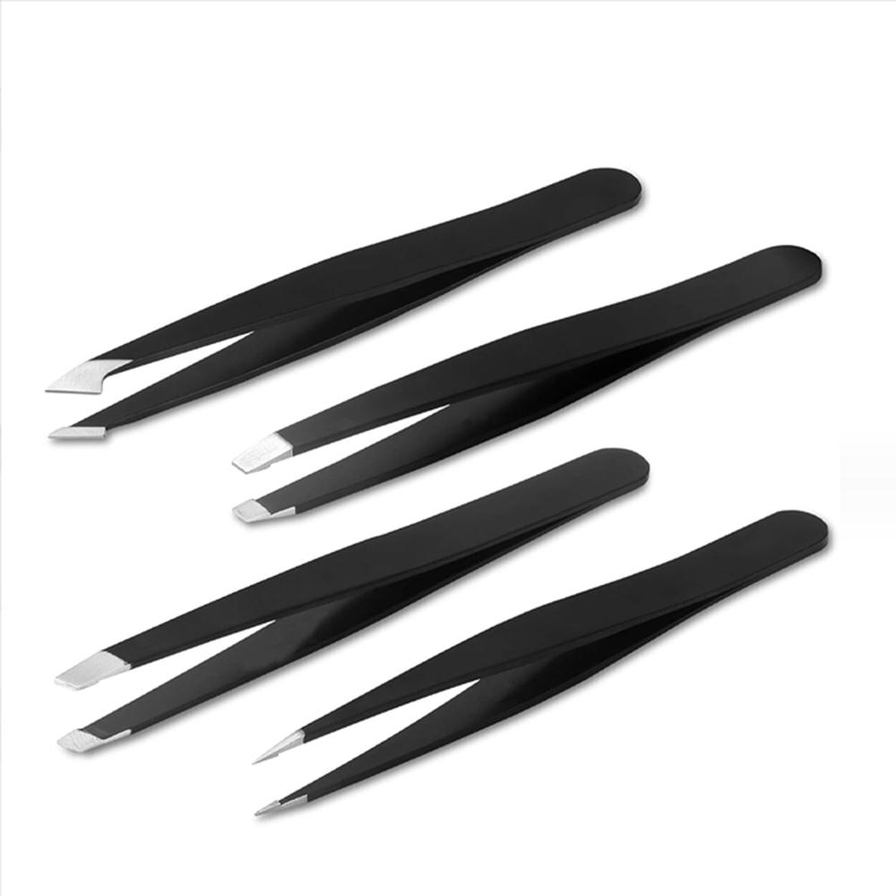 4PCS Tweezers Set Professional Tweezers Steel Facial Hair for Stainless Eyebrows for and Ingrown Hair  Makeup Tools Removal