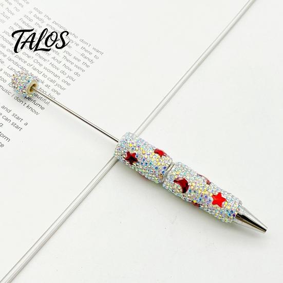 Comfortable Grip Beaded Pens Glitter Beadable Ballpoint Pen, Sparkly Rhinestone Star Moon Plastic DIY Handmade Gel Ink Pen for School Projects, Crafts