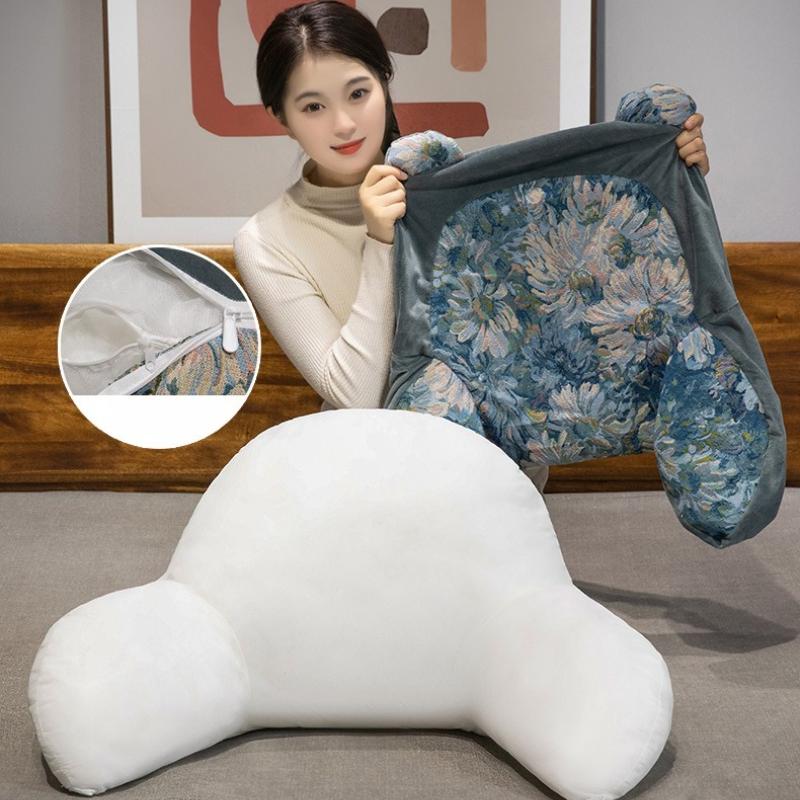 Bedside Reading Playing Sofa Cushion Retro Printing Lumbar Support Large Pads Home Bedroom Office Waist Protection Pillow Removable and Washable