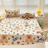 Romantic Love Bow Pattern Fitted Sheet Set Skin-friendly Breathable 3Pcs Mattress Cover with Elastic Band Queen Size Bedding Set