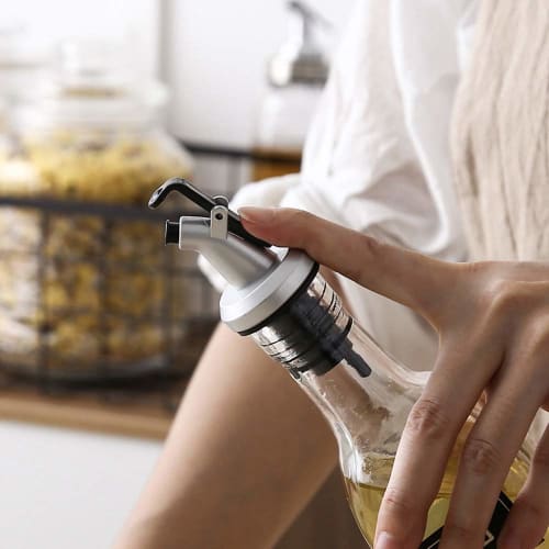 JANSUDY Household Glass Oil Pot/Condiment Bottle with Spice Rack for Oil/Soy Sauce/Vinegar Storage