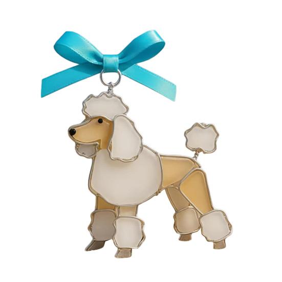 Colorful Dog Acrylic Suncatcher Stained Glass Corgi/Bulldog/Chihuahua Ornament Window Christmas Tree Hanging Decor with Bow Holiday Gift for Dogs
