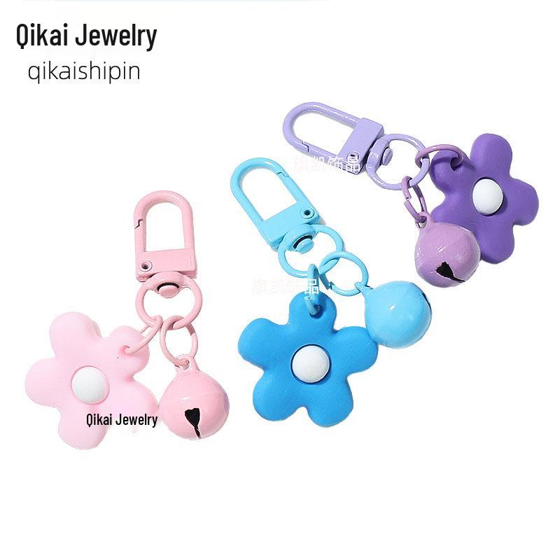 Colorful Fresh Flower Bell Keychain – Handmade Girlish Heart Bag Pendant & Cute Door Ornaments