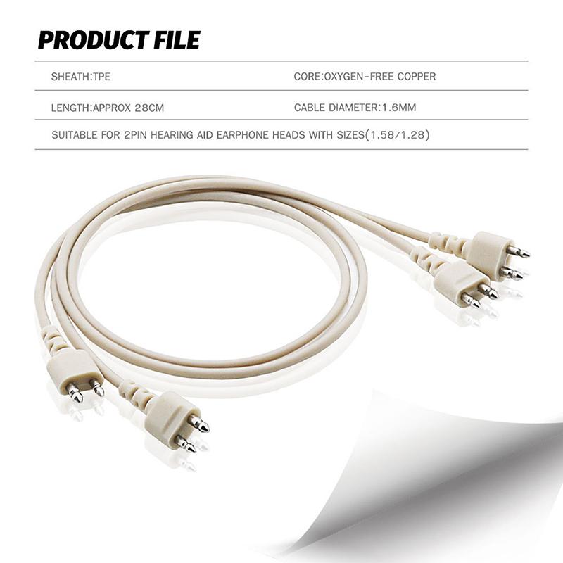 Hearing Aid 2 Pin Cable Body Aids Unilateral Cord Wire For Box Type/Behind-The-Ear Hearing Aid Heads