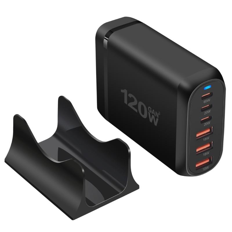 Multiple Port 3xUSB+3xType C Charging Station with 120W Output for Public Space and Travel Use