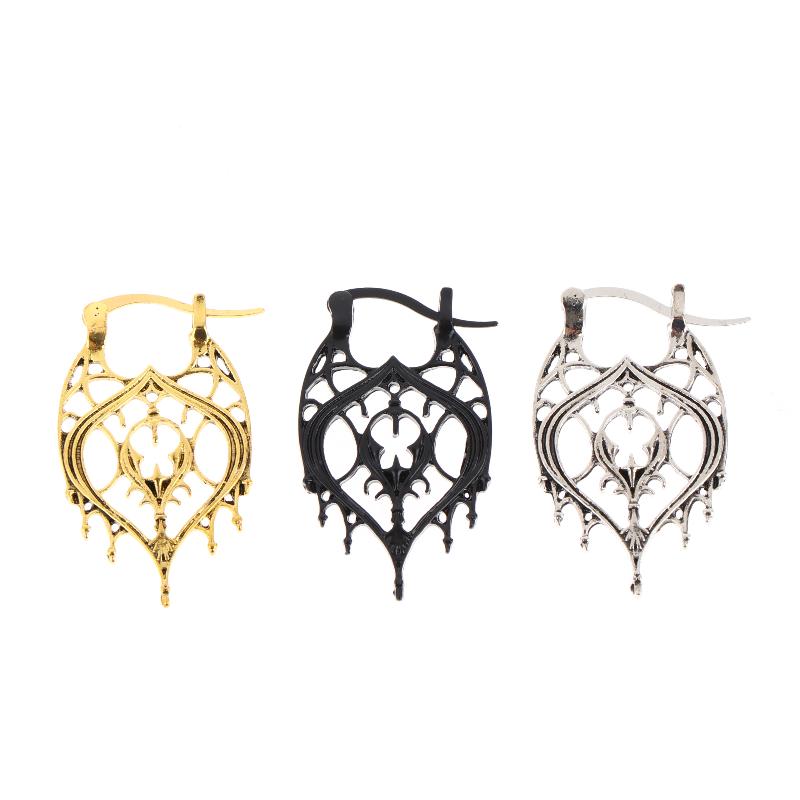 Retro National Style Metal Hollow Pendant Earrings For Women Bohemian Carved Earrings Wedding Party Jewelry Gift