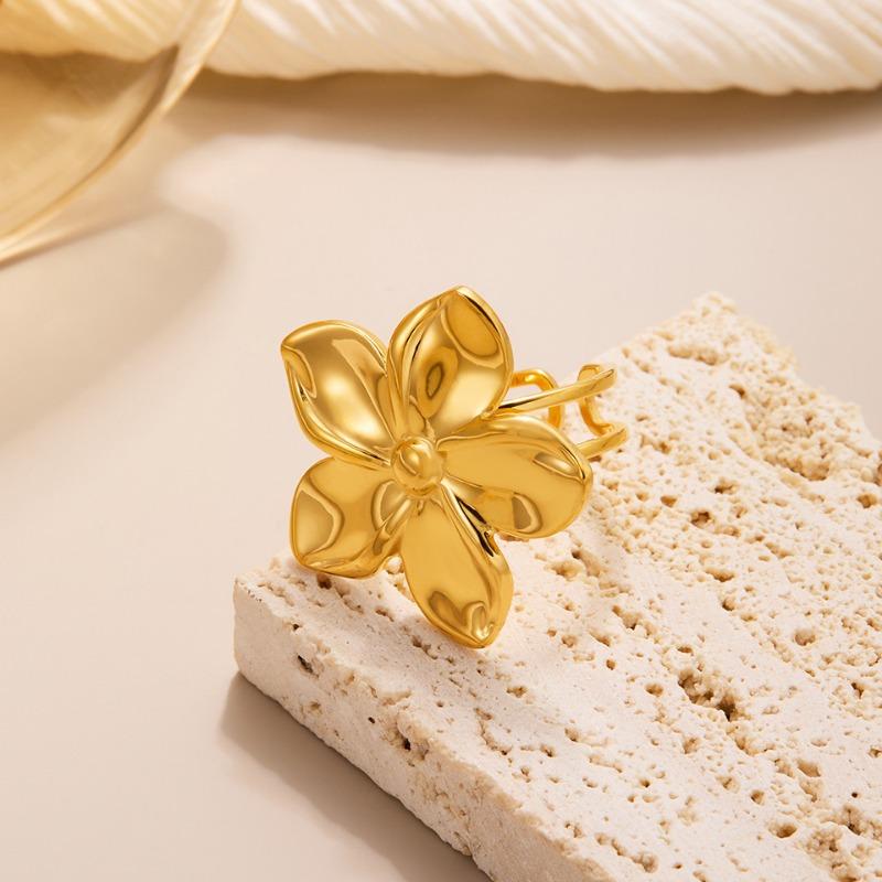 Europäischer und amerikanischer Titanstahlring mit Blumenöffnung, vergoldeter High-End-Zeigefingerring, farbenfroher, vielseitiger Ring, Schmuckgeschenk