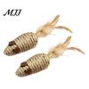 Exercise Toys for Indoor Cats Sisal Mouse Cat Toys, Feather Mice Kitten Chew Natural Realistic Tail Rope Rat Teeth Cleaning, Self Entertainment